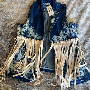 Crazy Train denim fringe vest